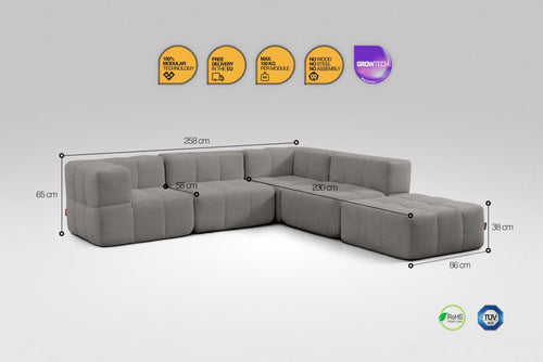 5-Piece Modular Sofa – Grey