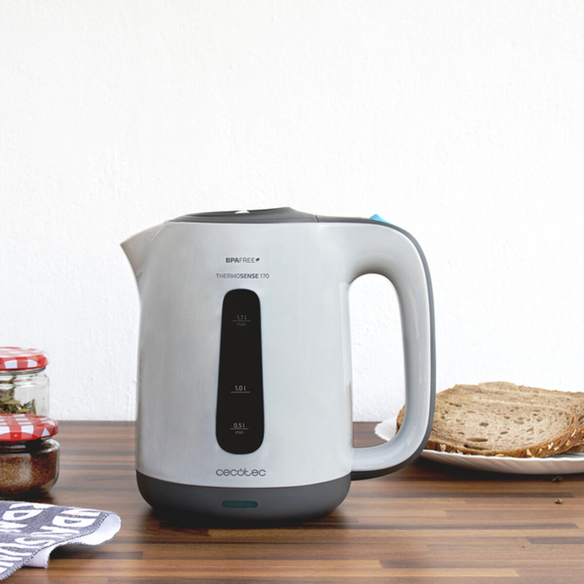 Cecotec Kettle Cecotec Thermosense 170 2200W 1,7 L Grey Plastic 2200 W 1850-2200 W 1,7 L