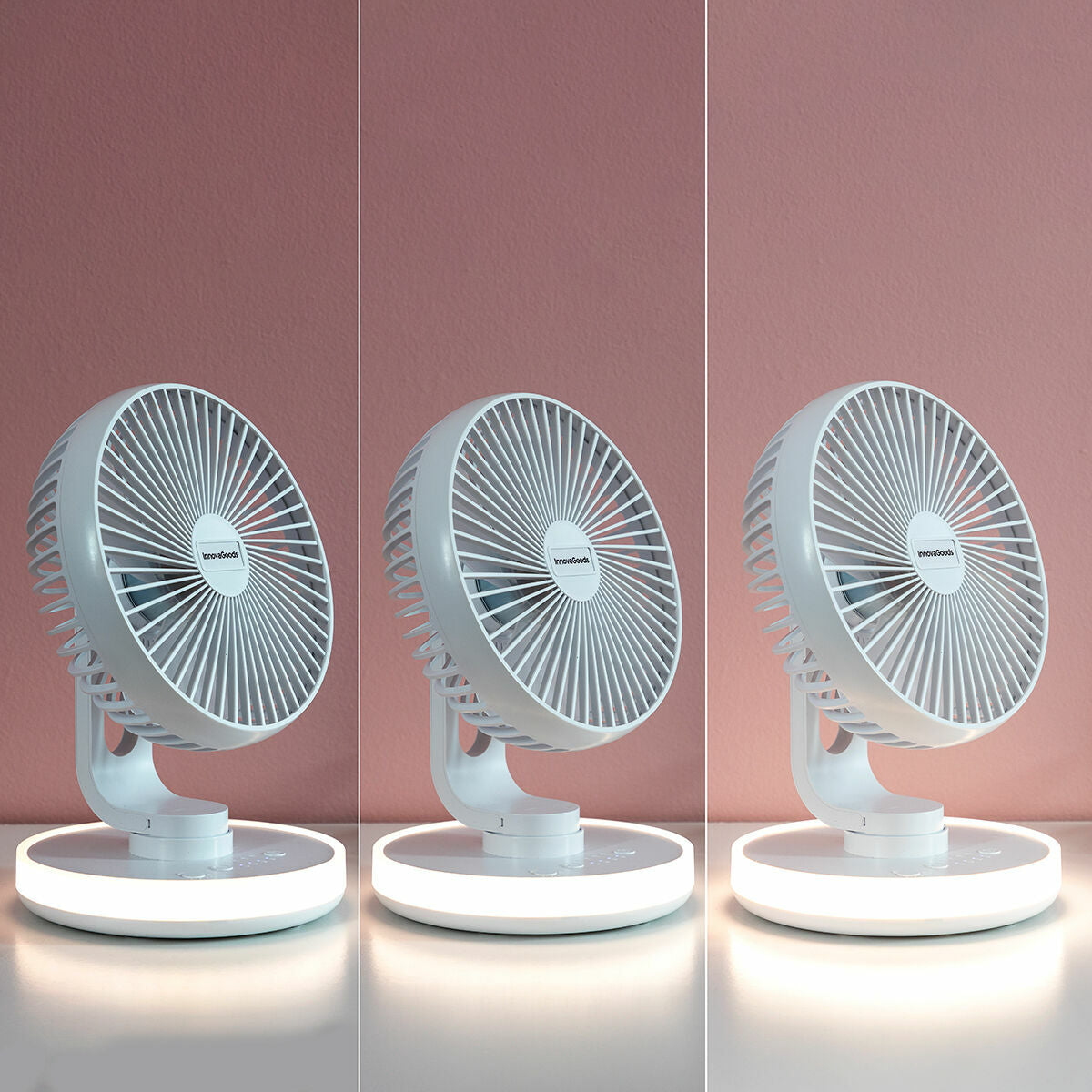 Innovagoods Rechargeable Desk Fan With Led Fanled Innovagoods Ø6,6'' 4000 Mah