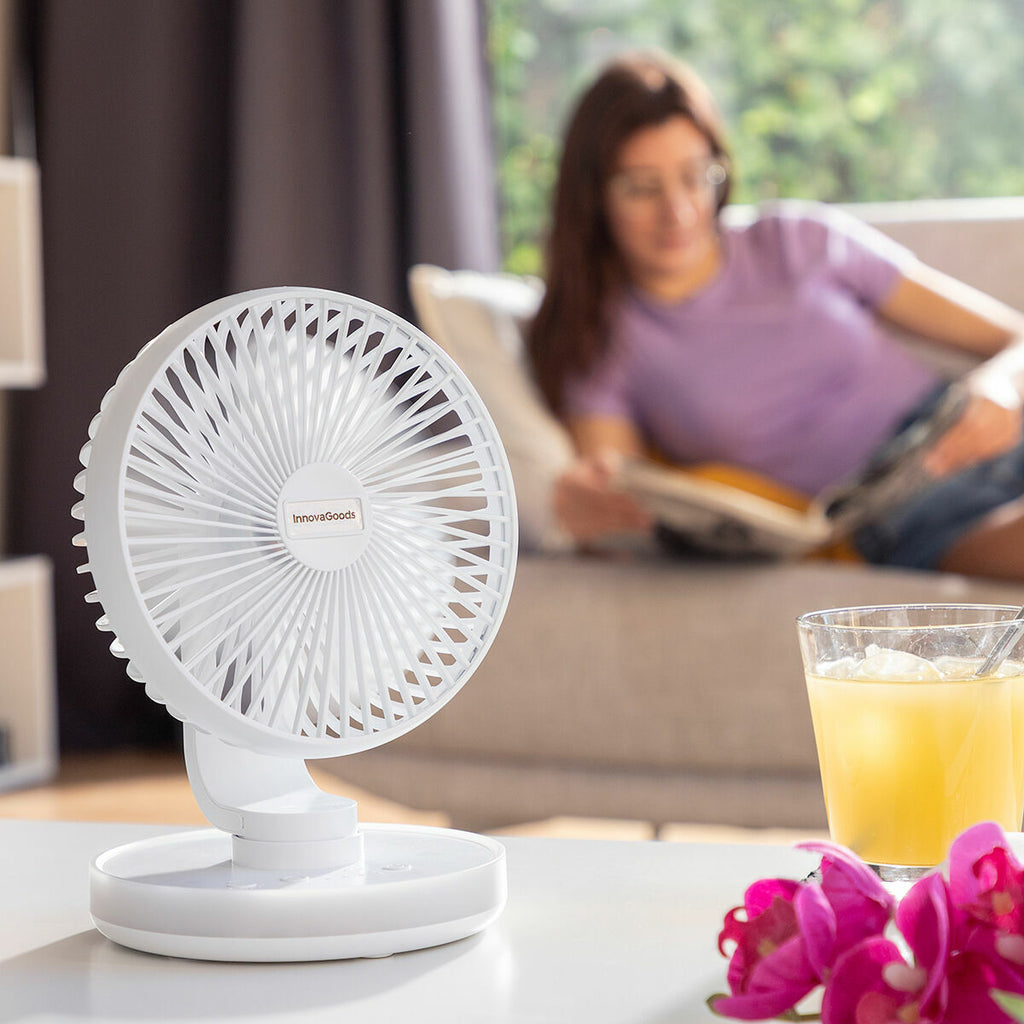 Innovagoods Rechargeable Desk Fan With Led Fanled Innovagoods Ø6,6'' 4000 Mah