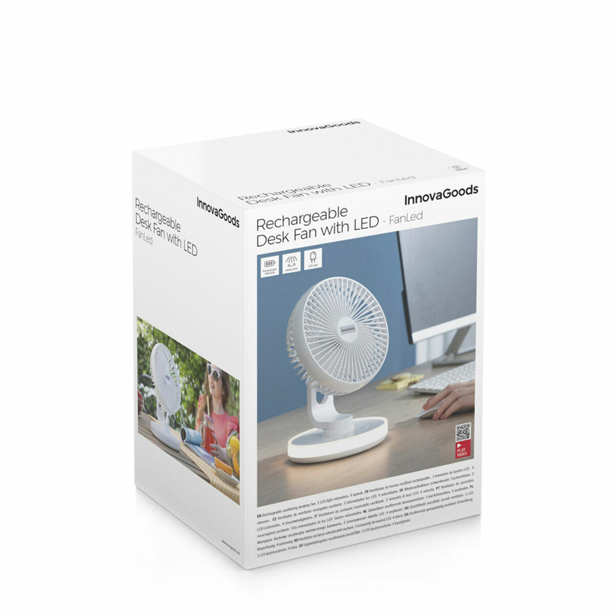 Innovagoods Rechargeable Desk Fan With Led Fanled Innovagoods Ø6,6'' 4000 Mah