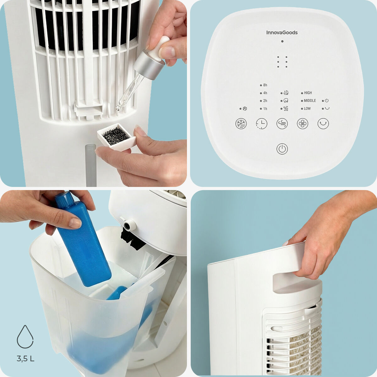 Innovagoods Portable Multifunction Tower Evaporative Cooler With Remote Control Hushly Innovagoods